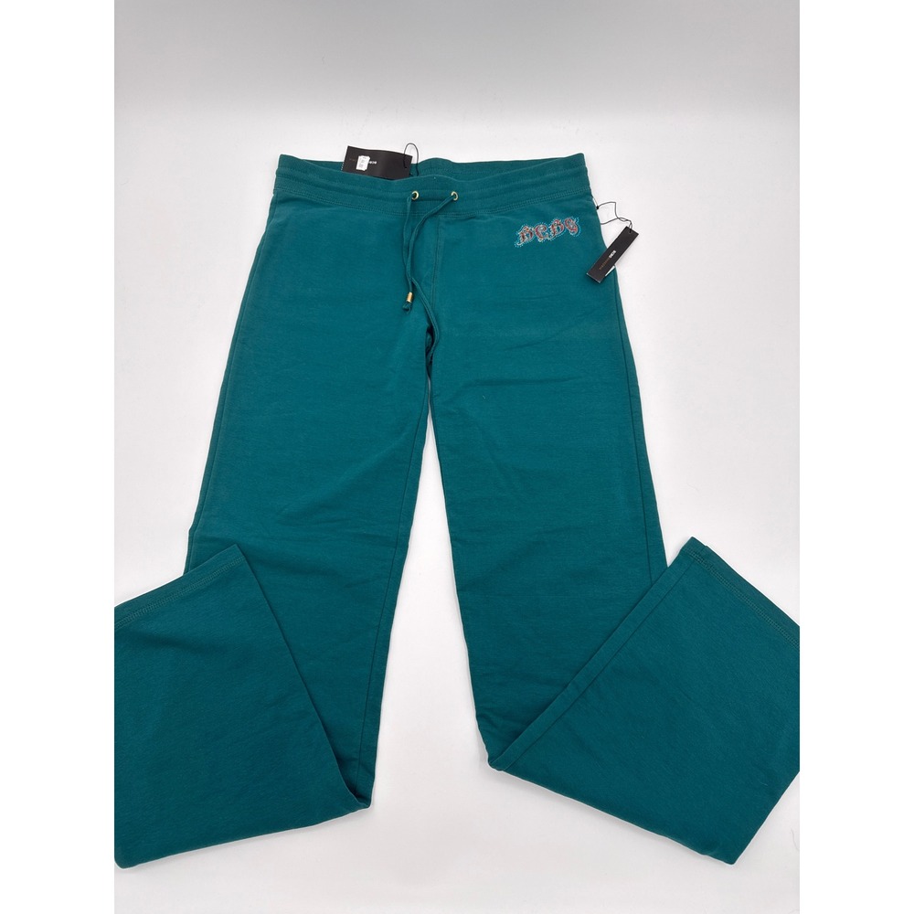 BCBGMaxAzria Women Shrub Green Peacock Graphic Wide Leg Sweatpants BC13742-P L - Picture 2 of 7